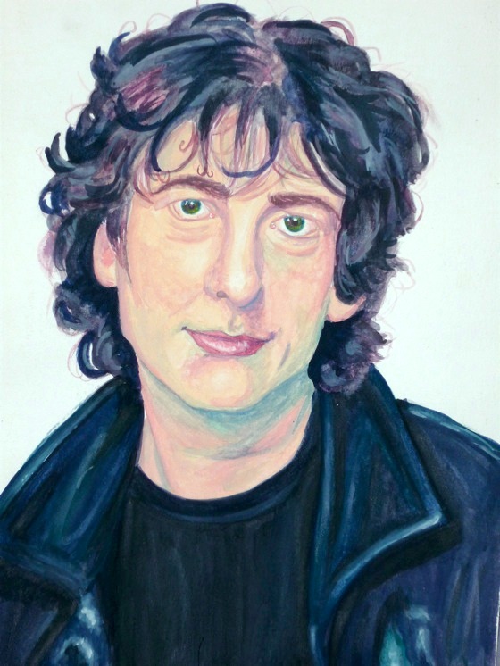 Ritratto iper-realista di Neil Gaiman di Elisa Urbinati